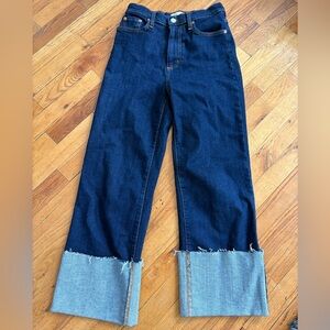 Zara dark Blue Jeans with Frayed Hem